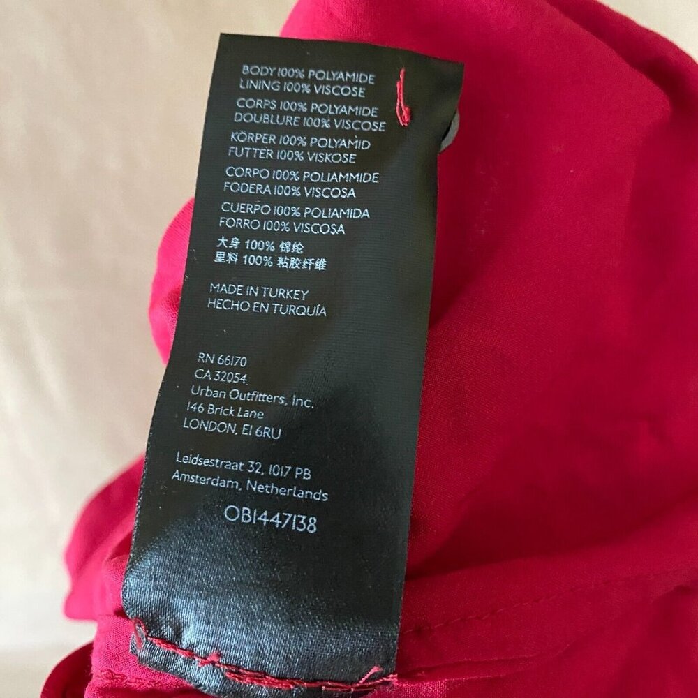 Anthropologie Maeve Open Back Lace Mini Dress 12 Red LS Pockets Mock Neck NWT - Picture 15 of 16